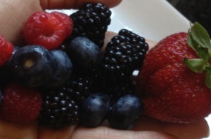 A handful of hand picked berries